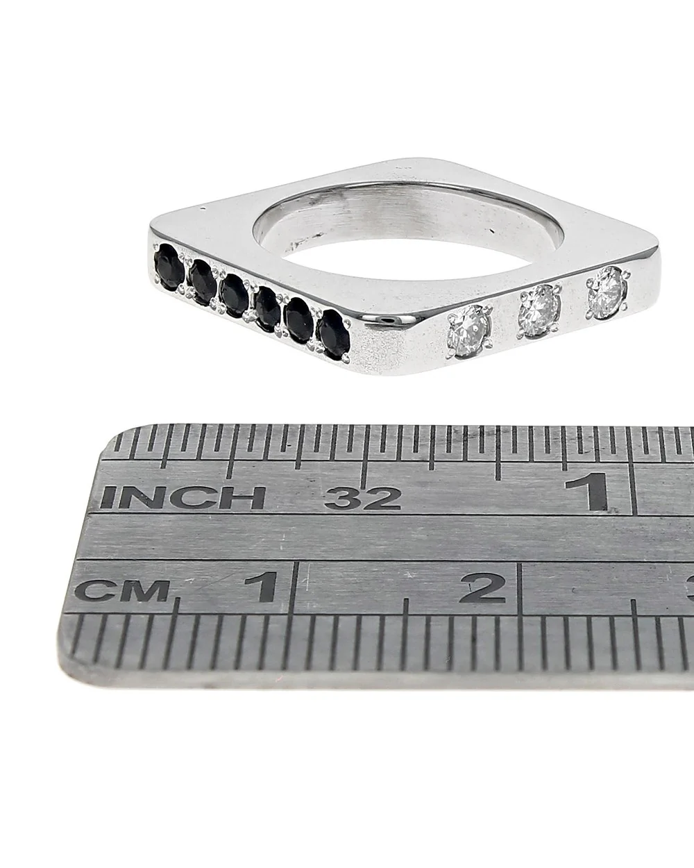 Diamond and Sapphire Square Stack Band - Image 3