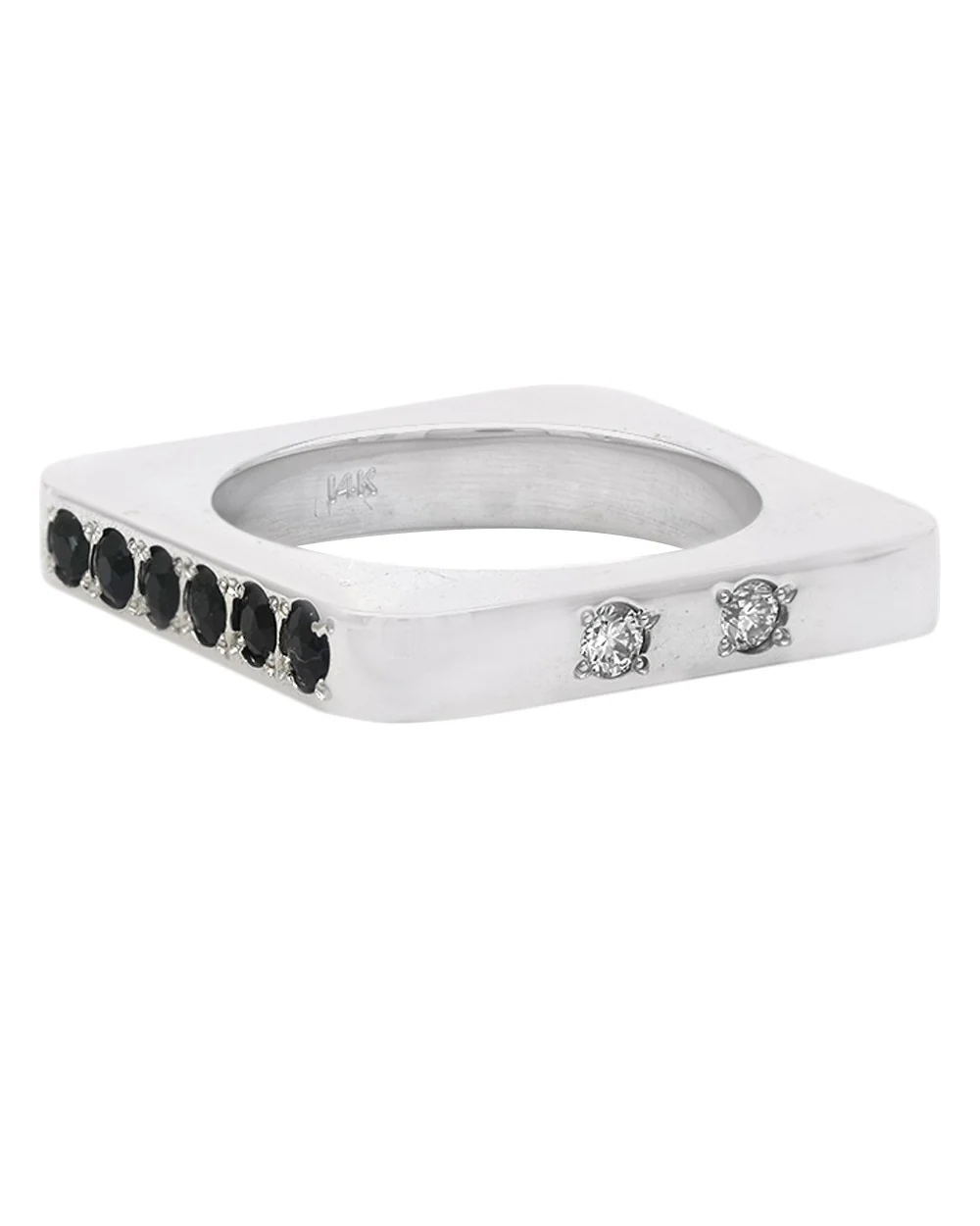 Diamond and Sapphire Square Stack Band - Image 2