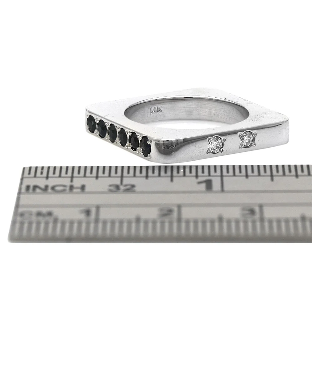 Diamond and Sapphire Square Stack Band - Image 3