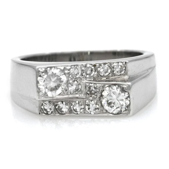 18K White Gold Diamond Bypass Fashion Ring - Image 2