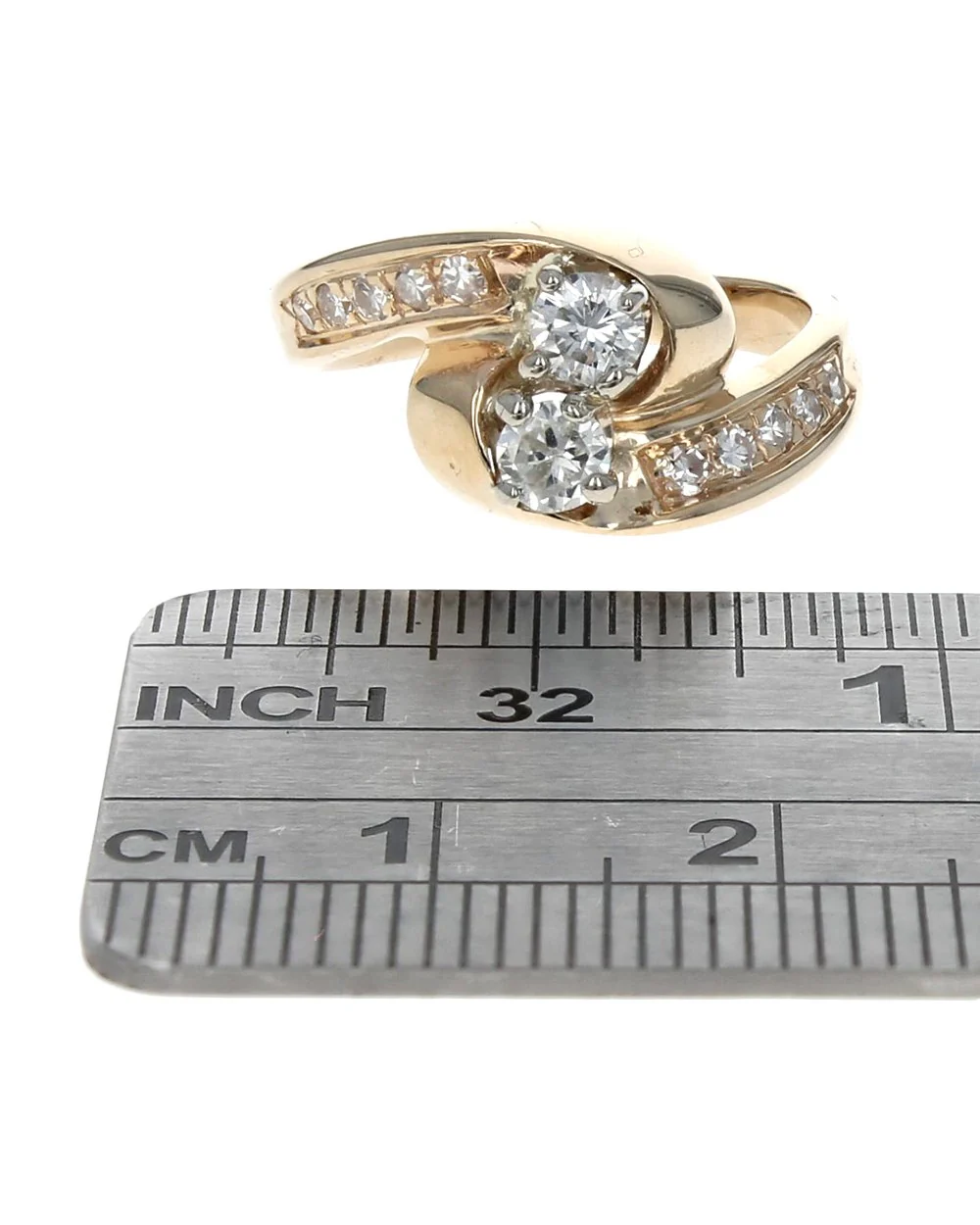 Diamond Bypass Ring in Yellow Gold - Image 3
