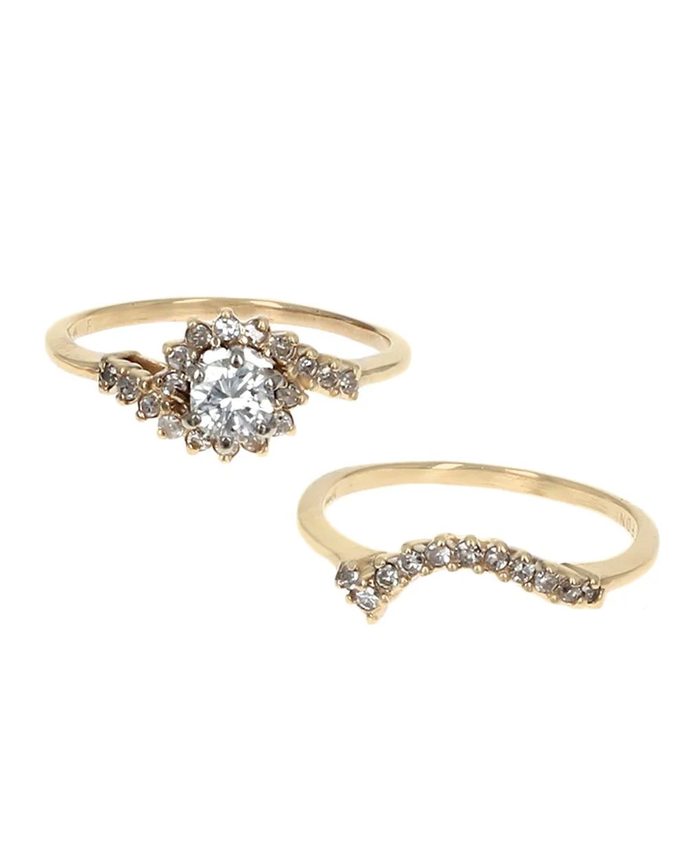 Diamond Bypass Wedding Set in White and Yellow Gold - Image 2