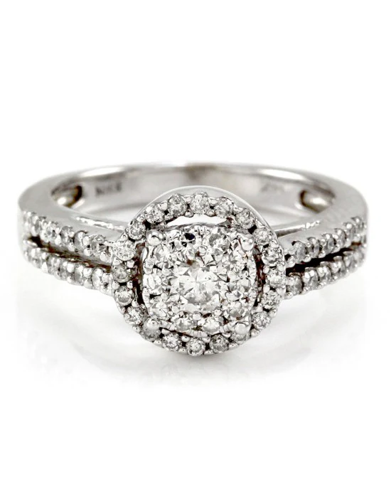 Diamond Cluster Halo Engagement Ring - Image 2