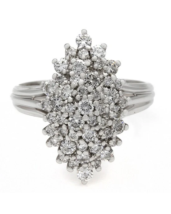 Diamond Cluster Marquise Shape Ring - Image 2