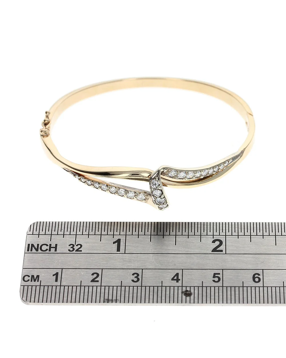 Diamond Crossover Ribbon Bangle Bracelet - Image 4
