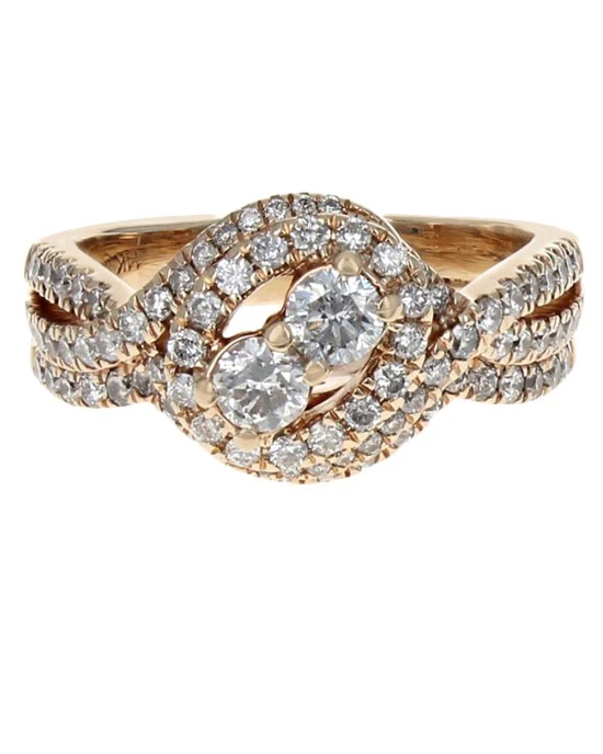 Diamond Crossover Wedding Ring in Yellow Gold - Image 2