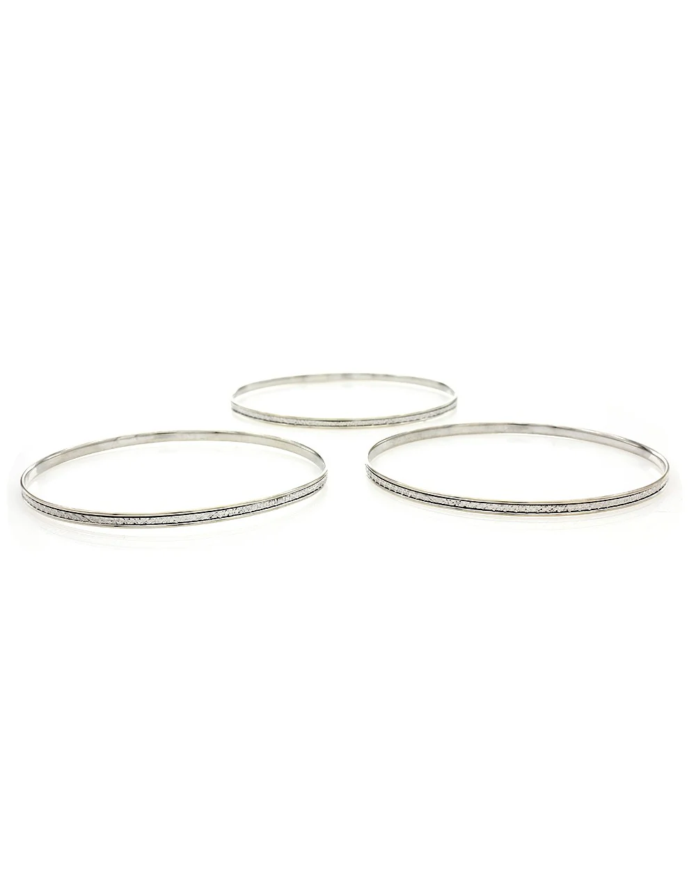 Diamond Cut Bangle Bracelets in White Gold - Image 2