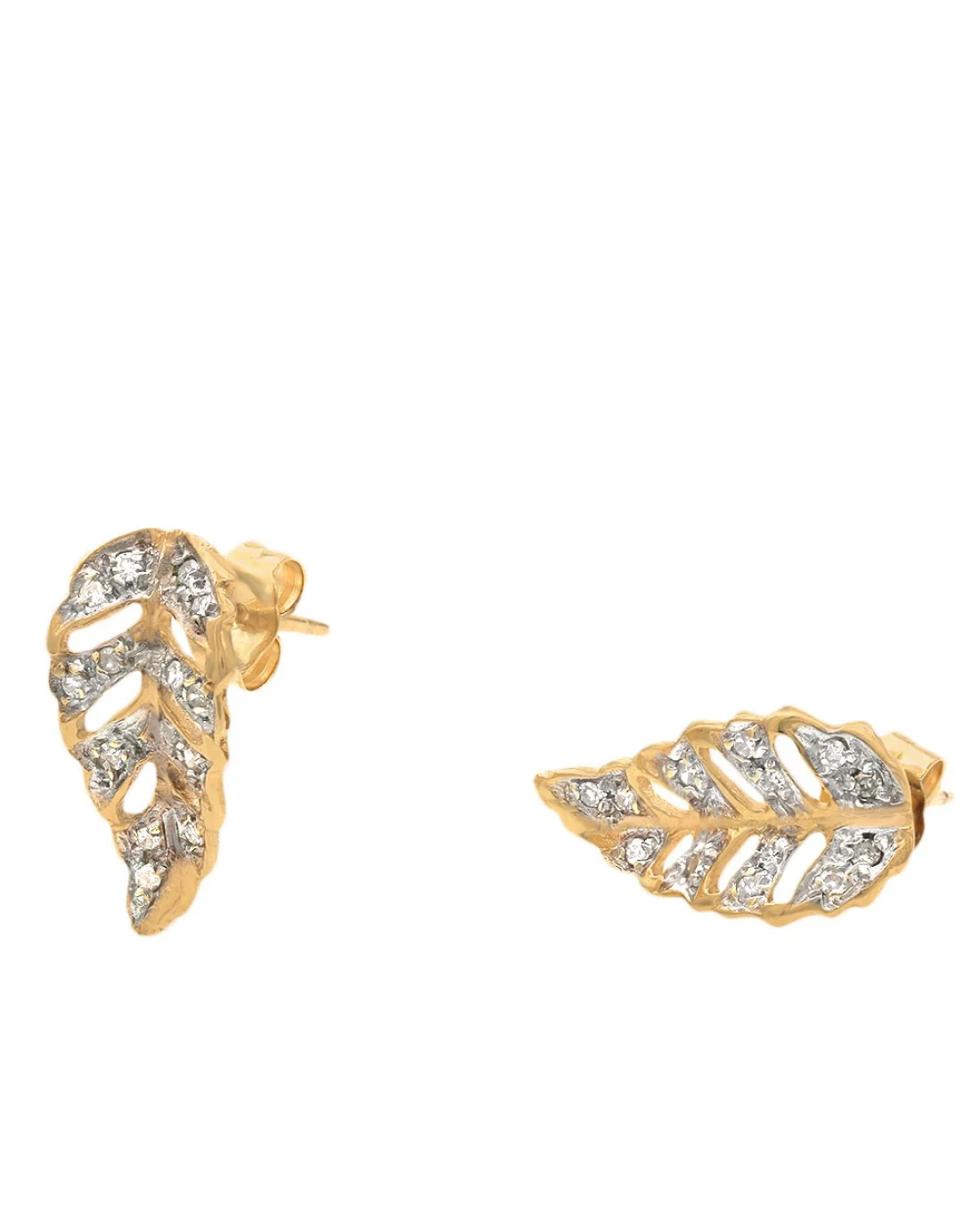 Diamond Cut Out Leaf Earrings - Image 2