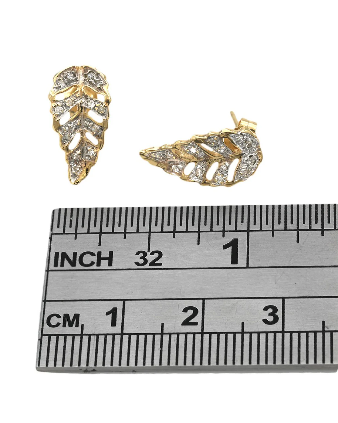 Diamond Cut Out Leaf Earrings - Image 3
