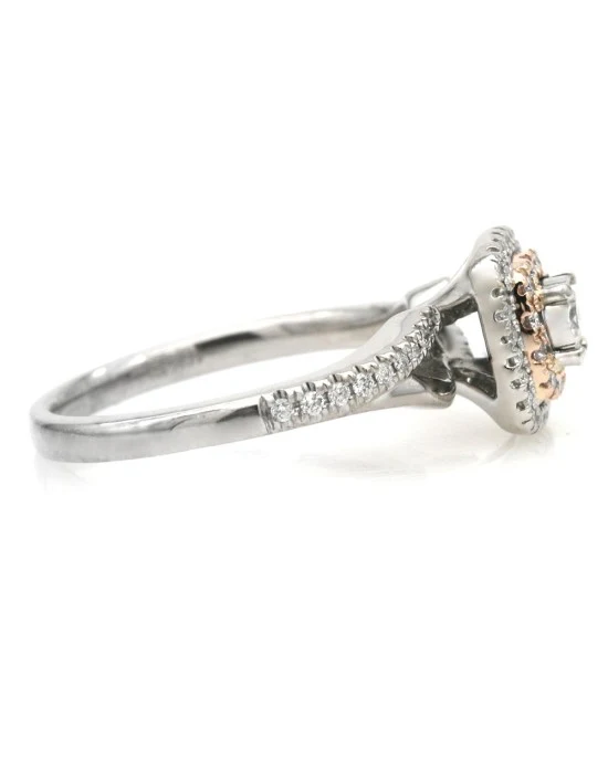 Diamond Double Halo Engagement Ring in White and Rose Gold - Image 2