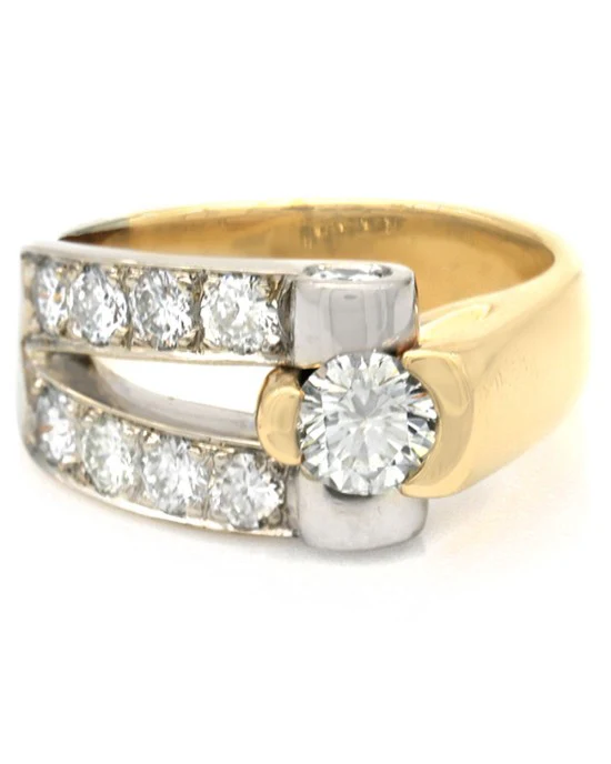 Diamond Fashion Ring in White and Yellow Gold - Image 2