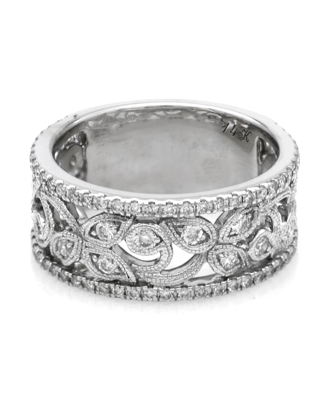 Diamond Floral Anniversary Band in White Gold - Image 2