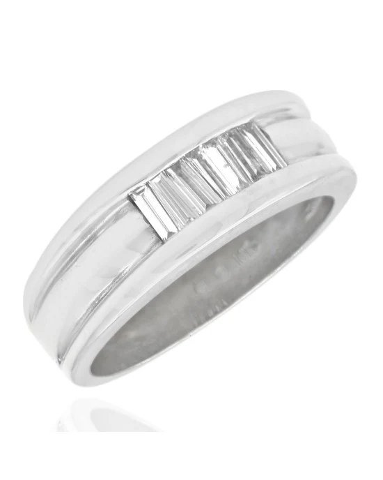 Diamond Fluted Band in White Gold