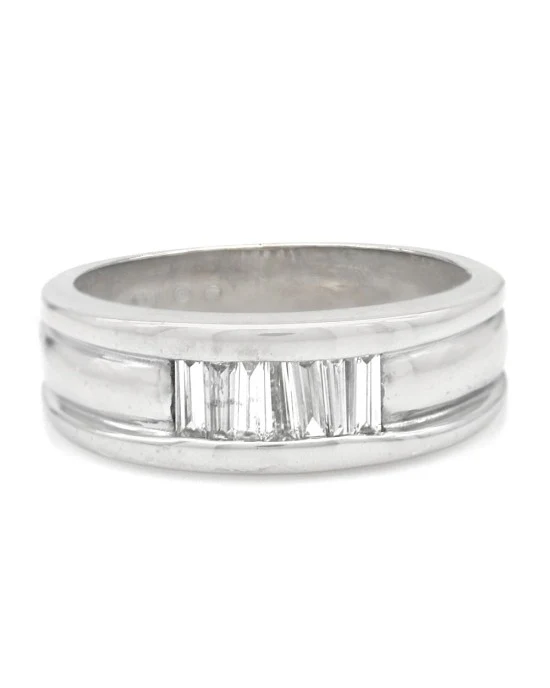 Diamond Fluted Band in White Gold - Image 2