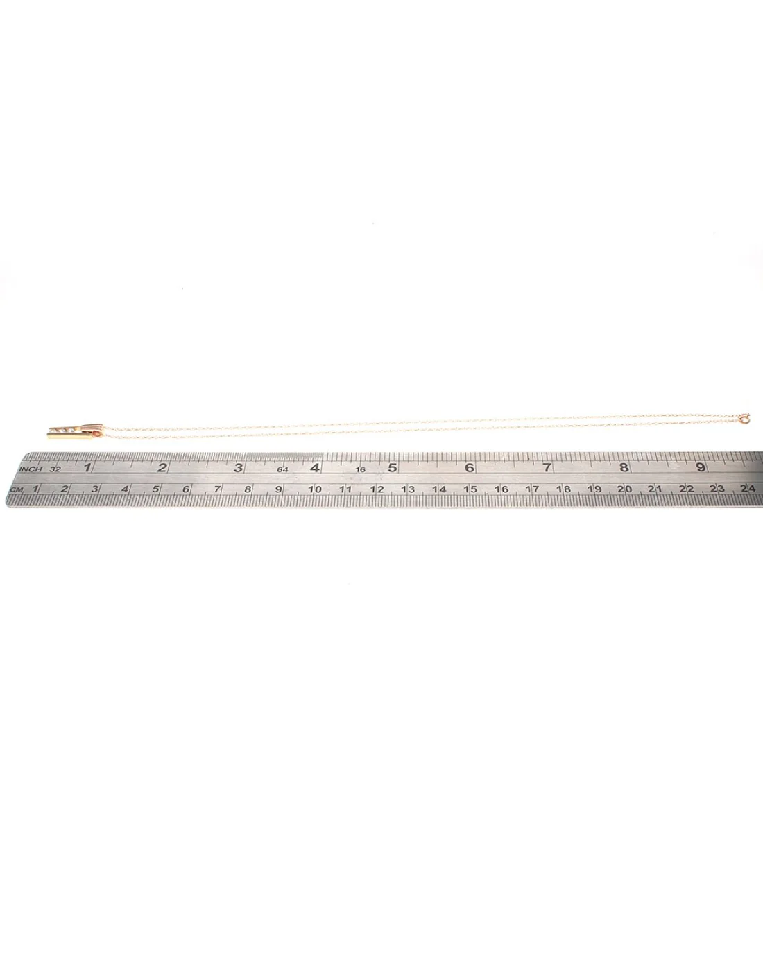 Diamond Fluted Bar Drop Necklace - Image 3