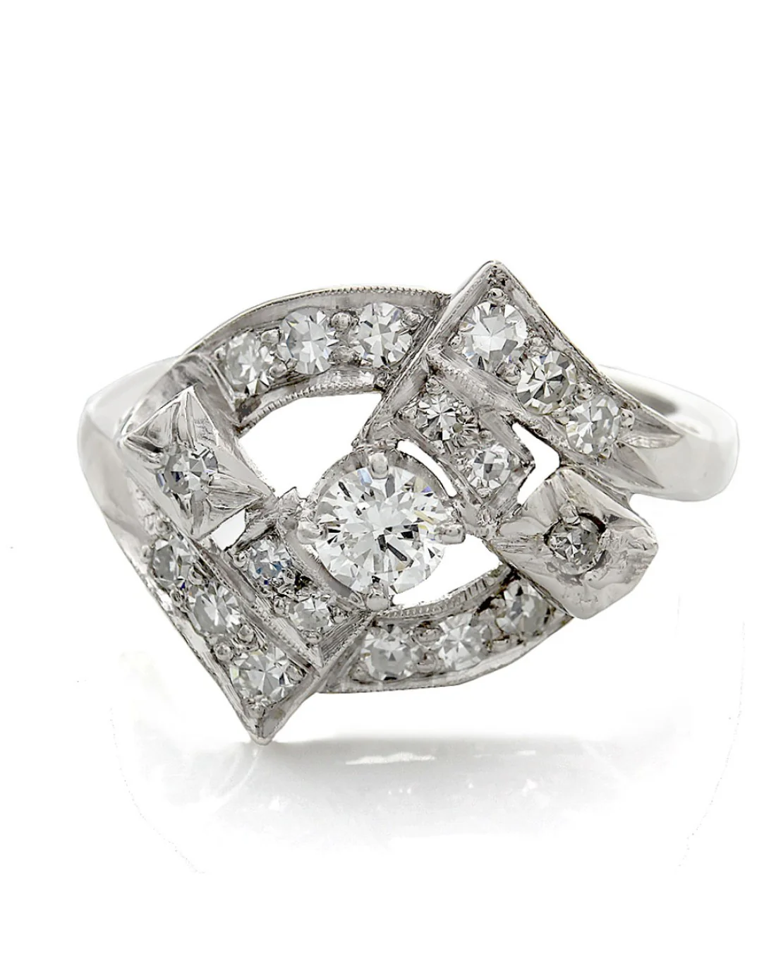 Diamond Geometric Ring in Platinum - Image 2