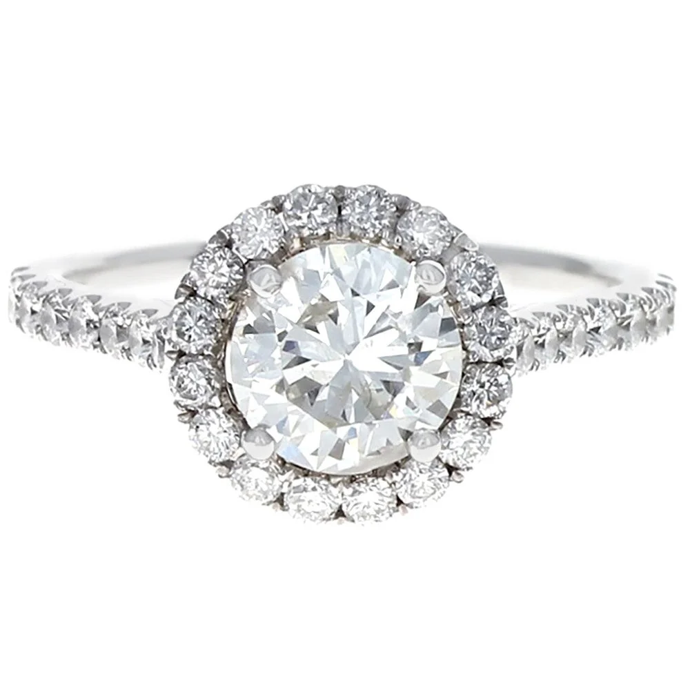 14K White Gold Round Diamond Halo Engagement Ring - Image 2