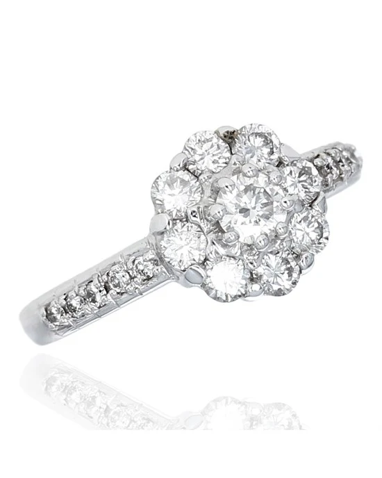 Diamond Halo Flower Ring