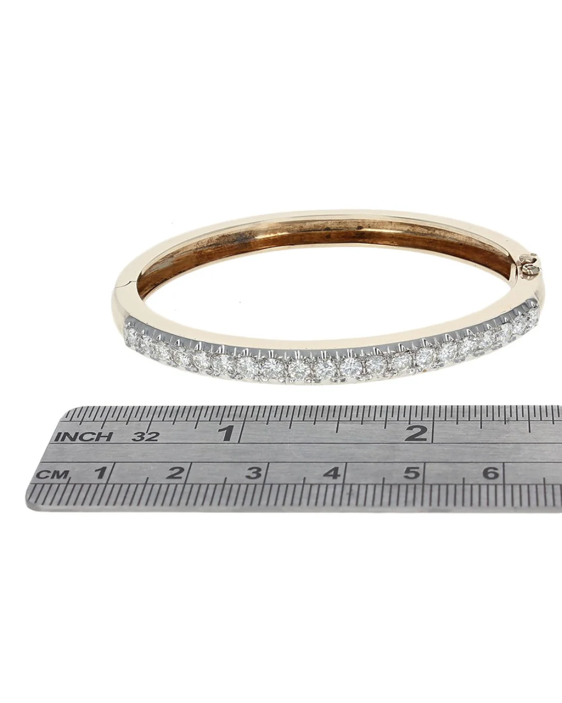 Diamond Hinged Bangle Bracelet in Gold - Image 3