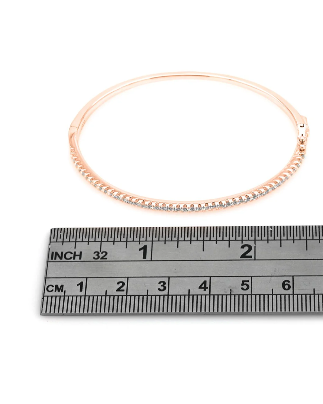 Diamond Hinged Bangle Bracelet in Rose Gold - Image 3