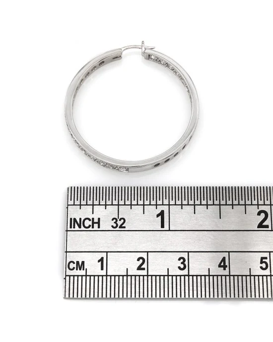 Diamond Hoop Earrings in Gold - Image 3