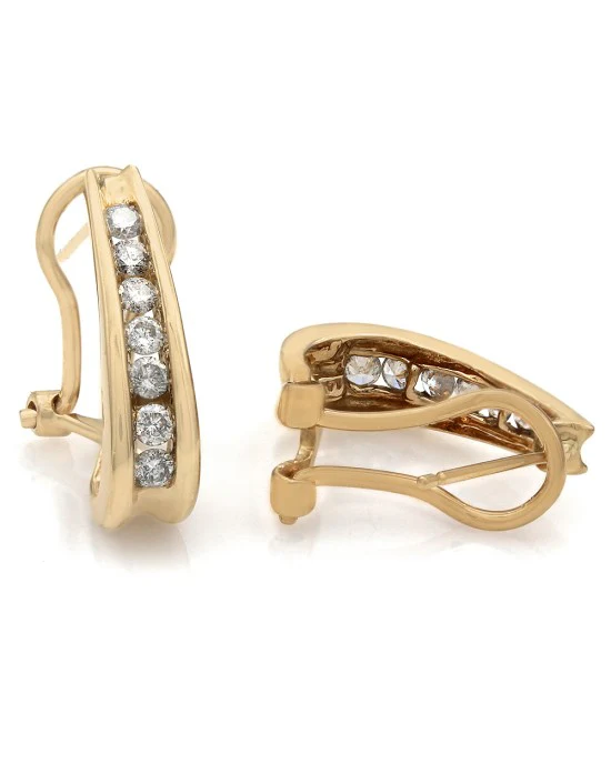 Diamond J Earrings in 14K Yellow Gold - Image 2