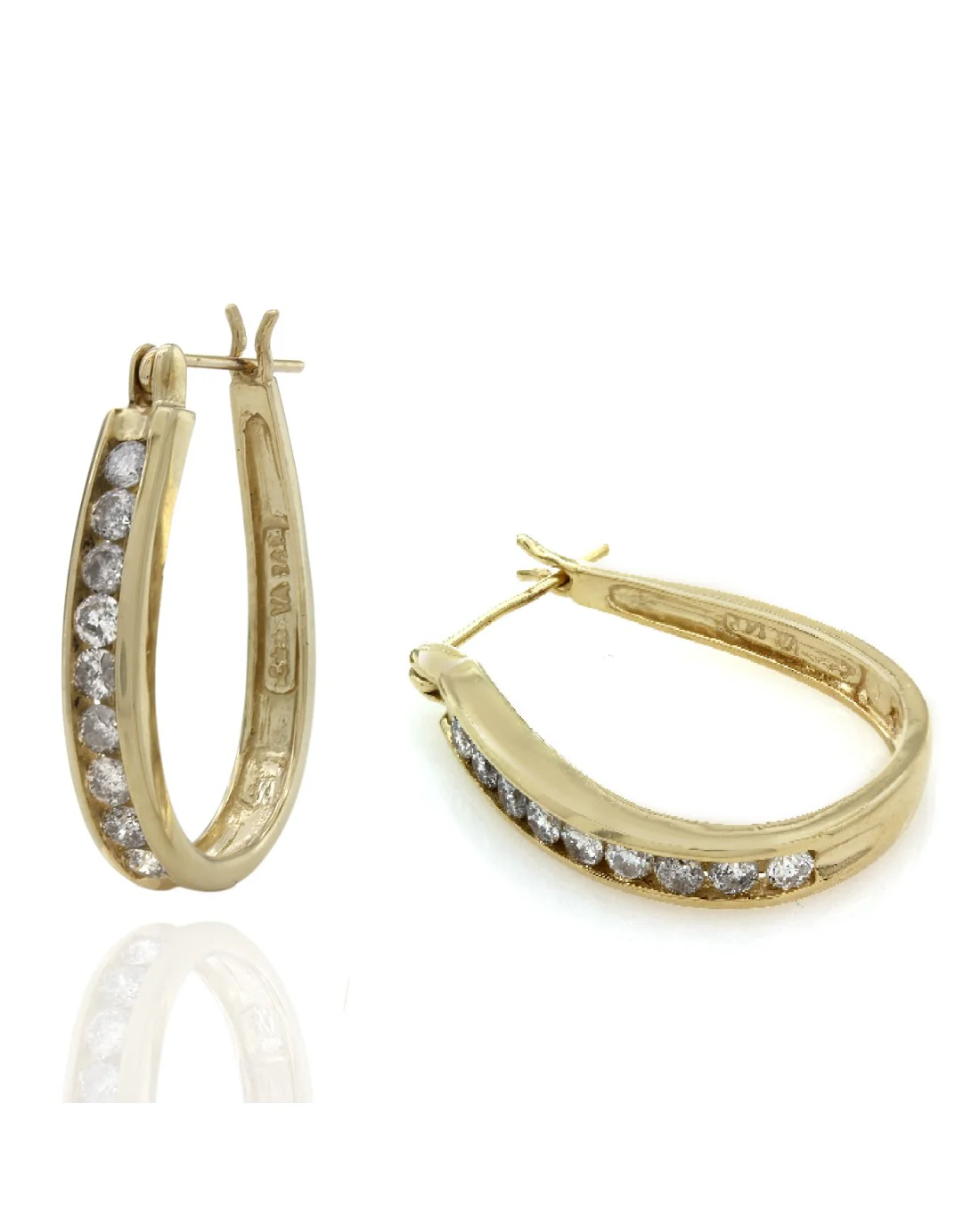 Diamond Oval Hoop Earrings - Image 3