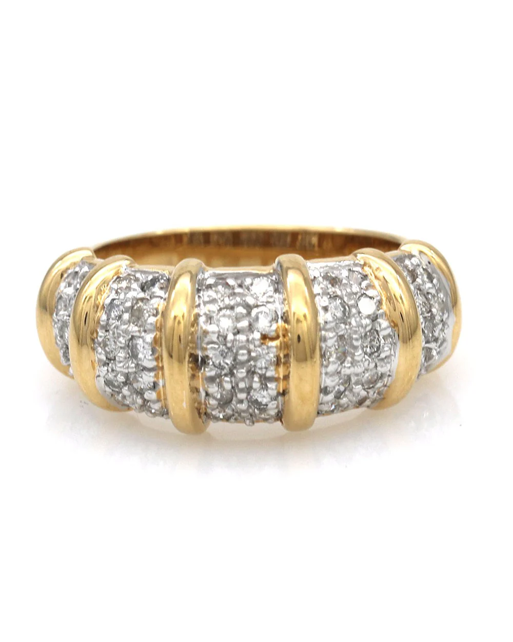 Diamond Pave Bar Split Dome Ring - Image 2