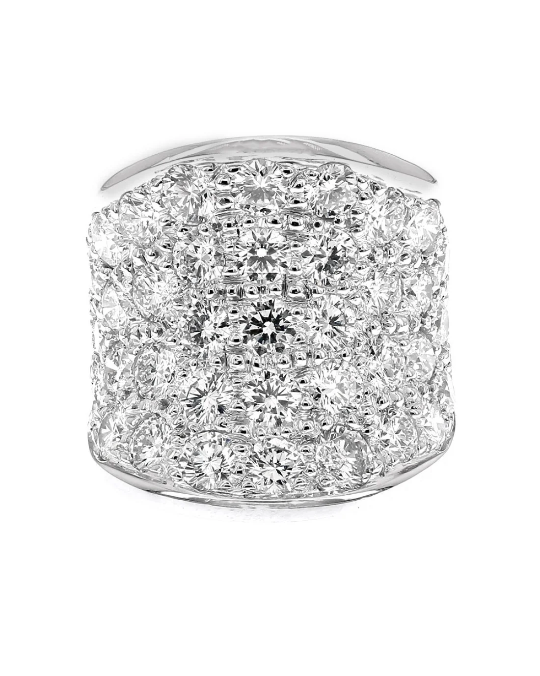Diamond Pave Concave Saddle Ring in Platinum - Image 2
