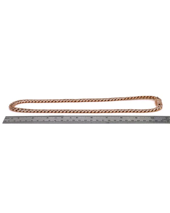 Diamond Pave Cuban Link Chain Necklace in Rose Gold - Image 3