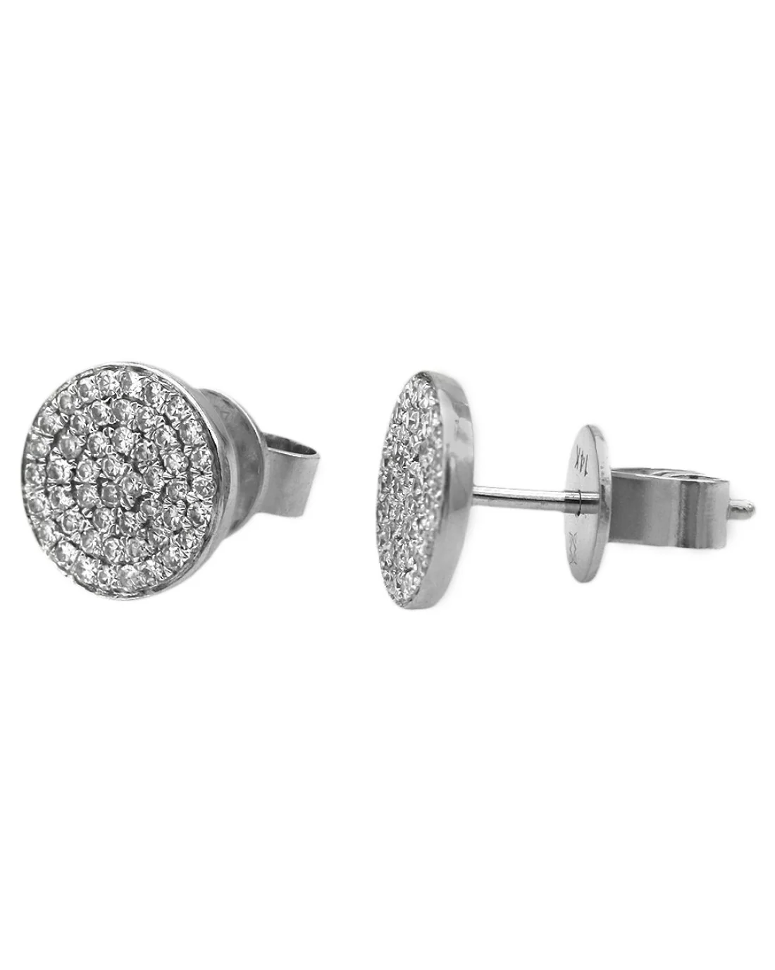 Diamond Pave Disk Stud Earrings - Image 2