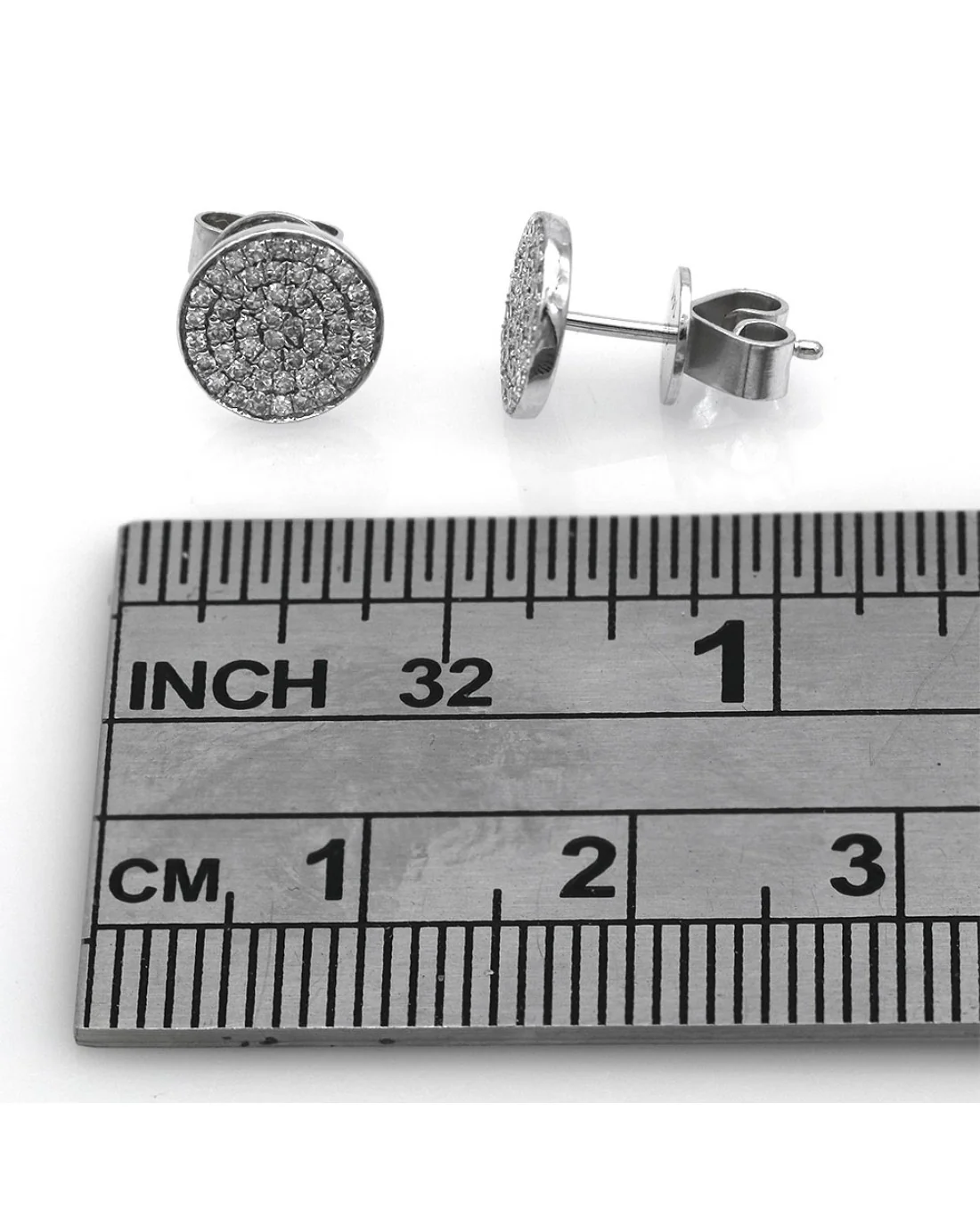 Diamond Pave Disk Stud Earrings - Image 3