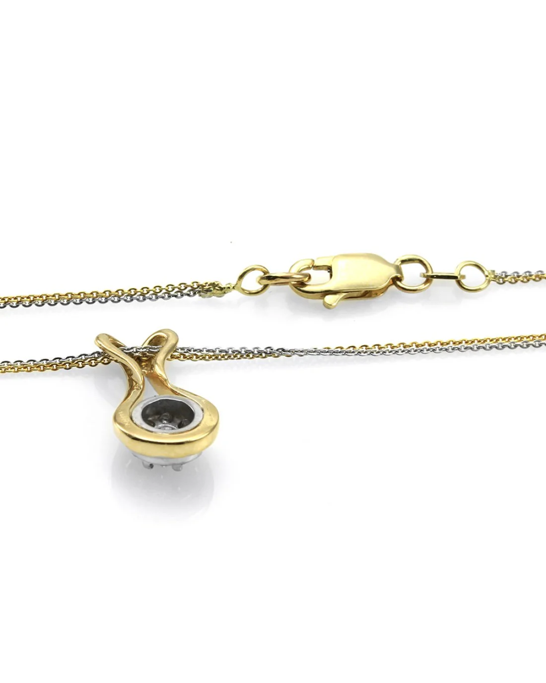 Diamond Pave Elongated Drop on Double Chain Necklace - Image 3