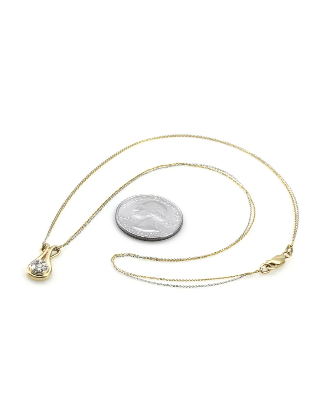 Diamond Pave Elongated Drop on Double Chain Necklace - Image 4