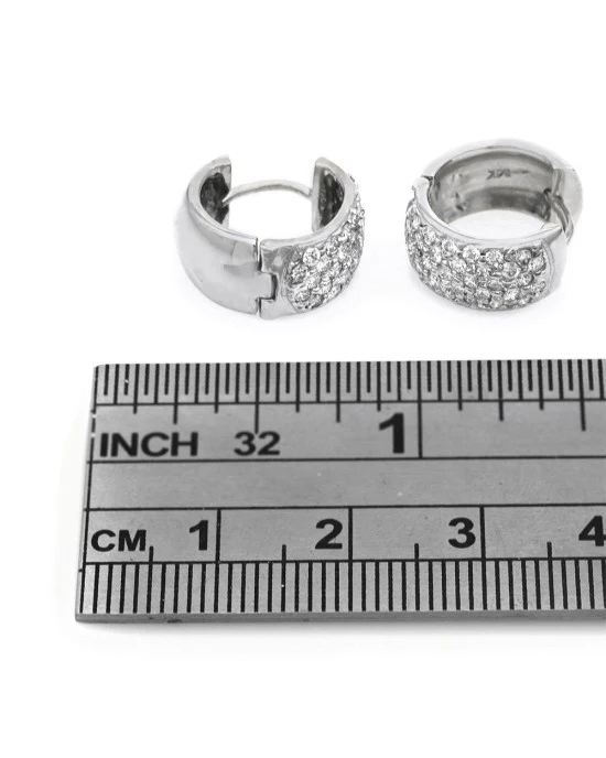 Diamond Pave Huggie Earrings in Gold - Image 3