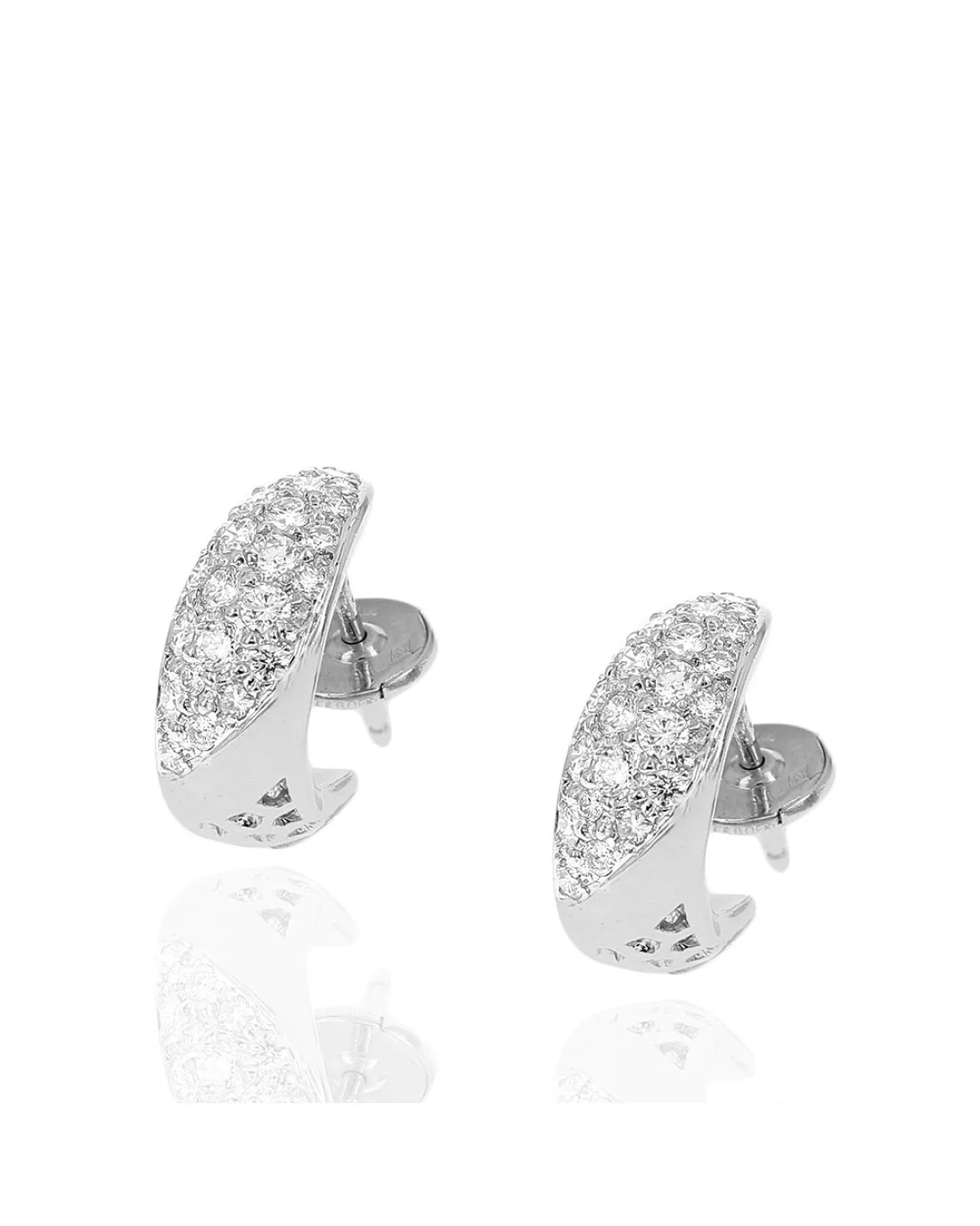 Diamond Pave Inside Outside Curced Earrings in Platinum