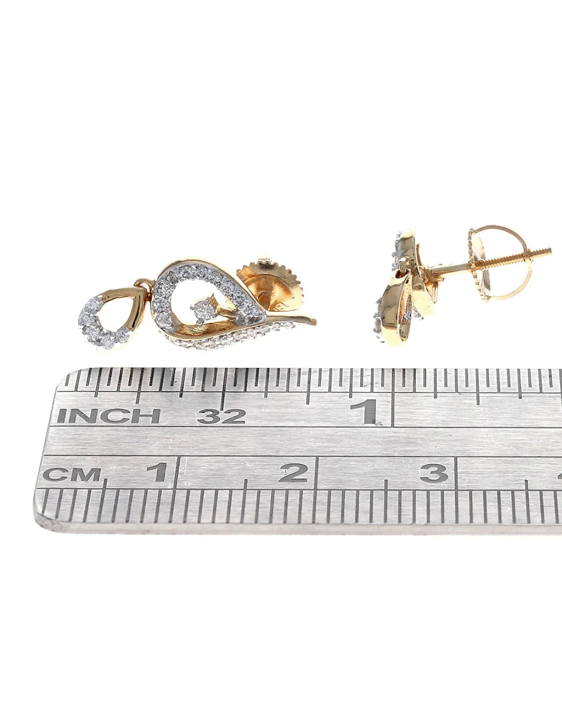 Diamond Pear Shape Screwback Drop Earrings - Image 3