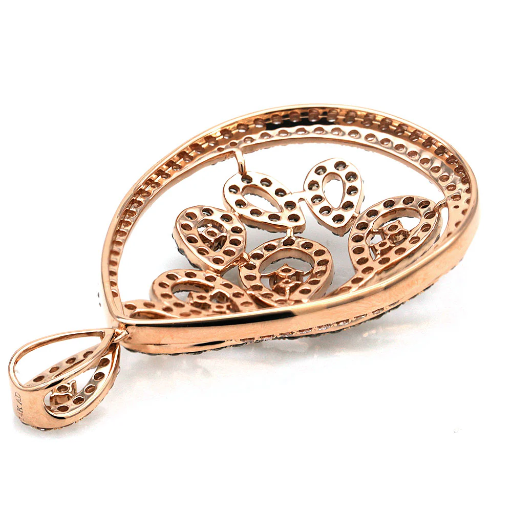 Diamond Pear Shaped Swirl Drop Pendant in Rose Gold - Image 2