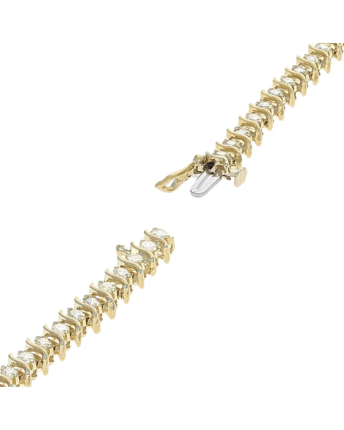 Diamond S Link Inline Bracelet in Yellow Gold - Image 2