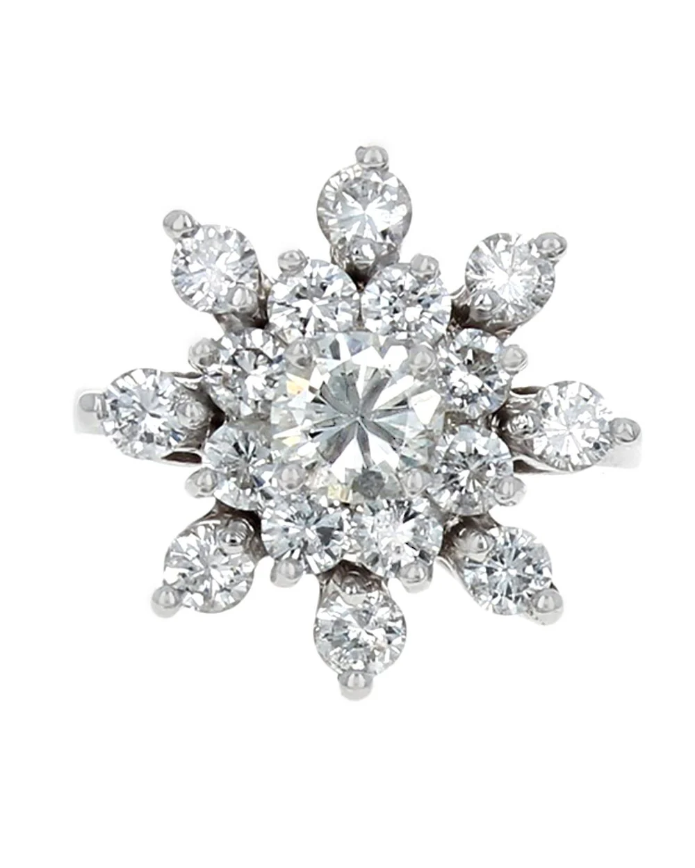 Diamond Snowflake Cluster Ring in White Gold - Image 2