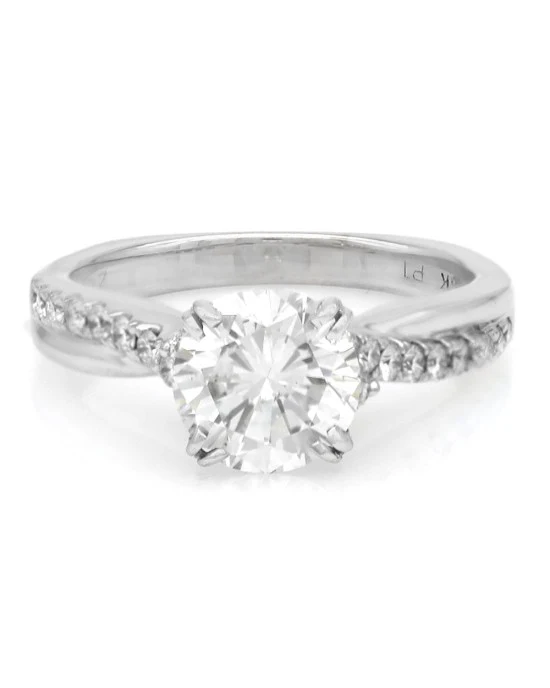 Diamond Solitaire Bypass Shank Engagement Ring - Image 2