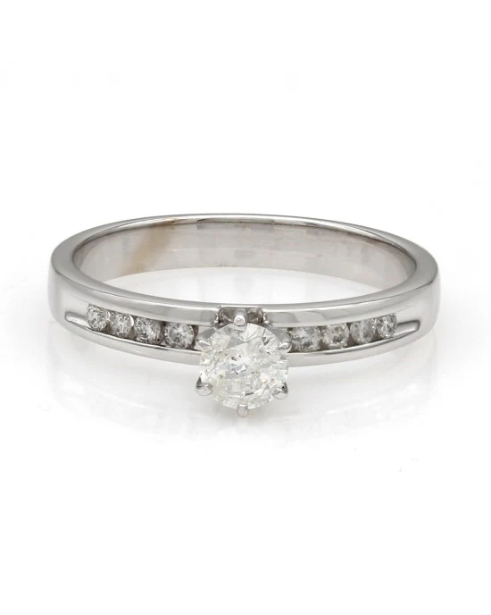 Diamond Solitaire Ring with Diamond Accents - Image 2