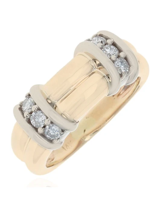 Diamond Station Fluted Tapered Ring