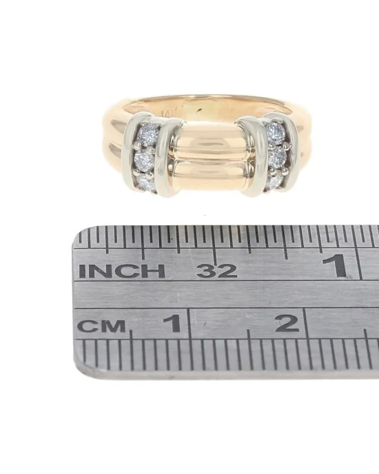 Diamond Station Fluted Tapered Ring - Image 3