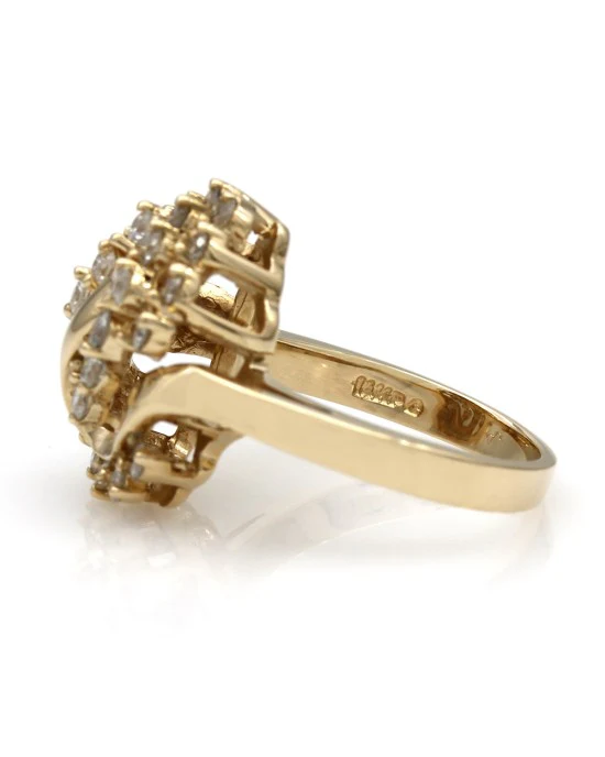 Diamond Swirl Cluster Ring 14K - Image 3