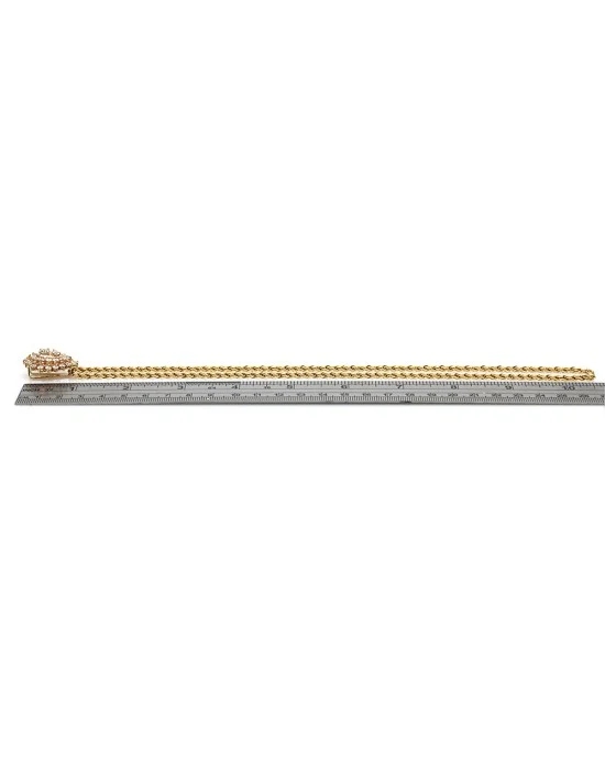 Diamond Teardrop Shaped Cluster Necklace in Yellow Gold - Image 3