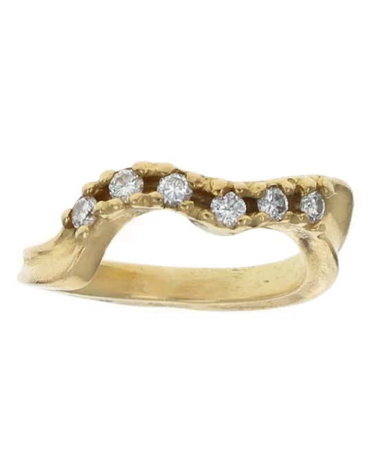 Diamond Wave Band in Yellow Gold - Image 2