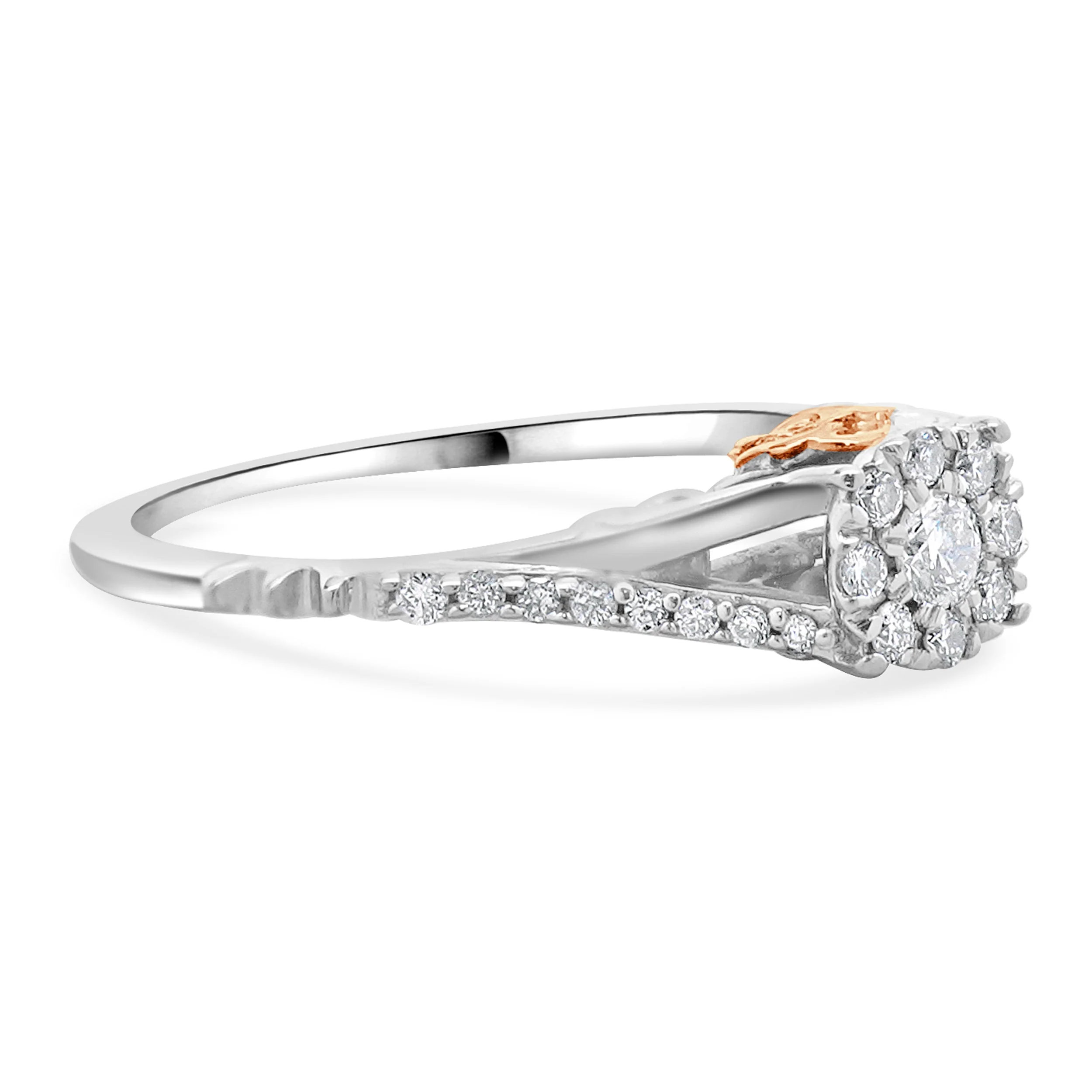 Disney 10 Karat Two Tone Diamond “Rose” Engagement Ring - Image 3