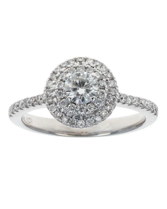 Double Halo Diamond Ring in White Gold - Image 2