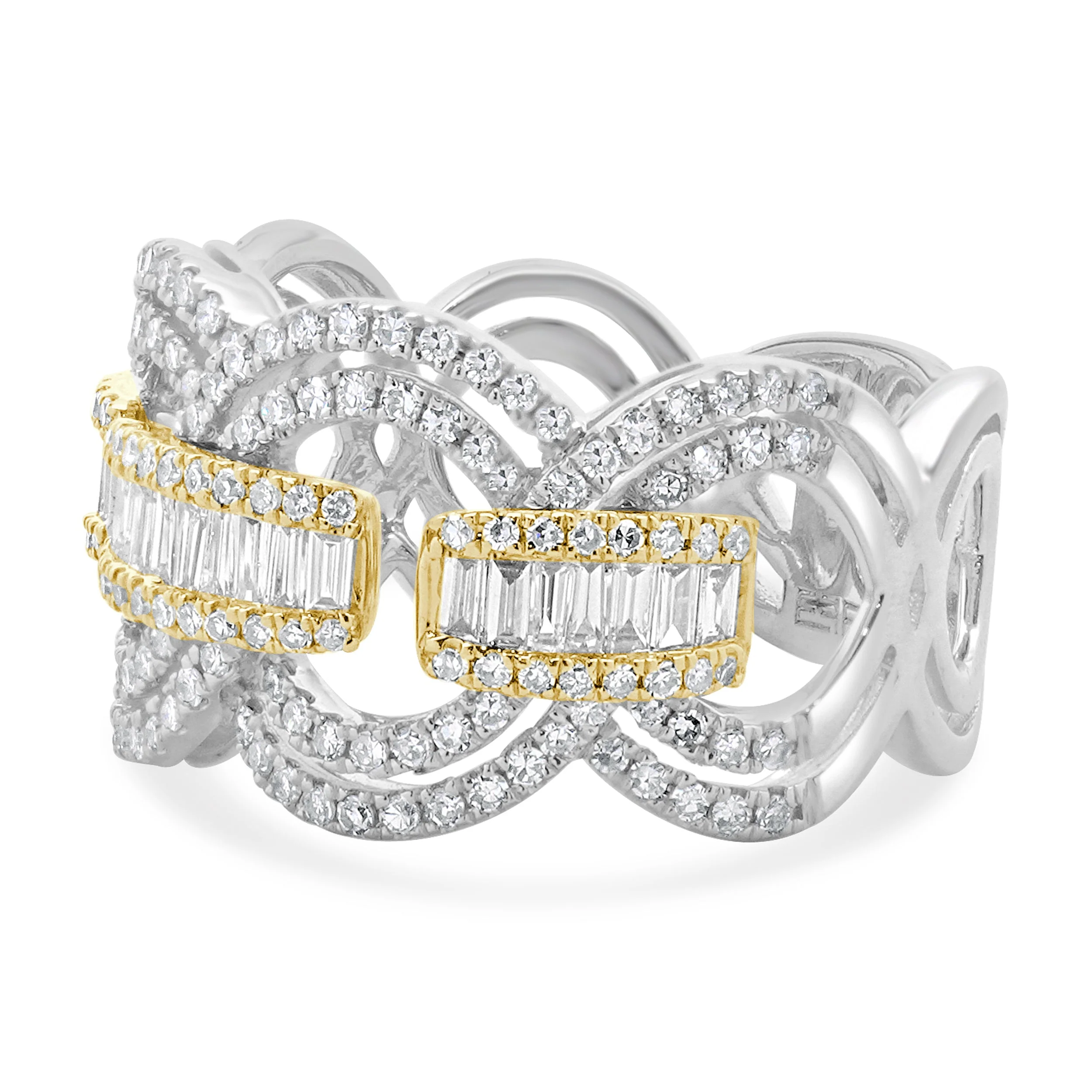 Effy 14 Karat White & Yellow Gold Diamond Duo Open Circle Link Cigar Band - Image 2